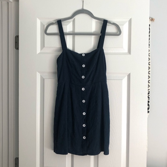 Navy Blue Mini Dress w/ White Buttons - Picture 3 of 3